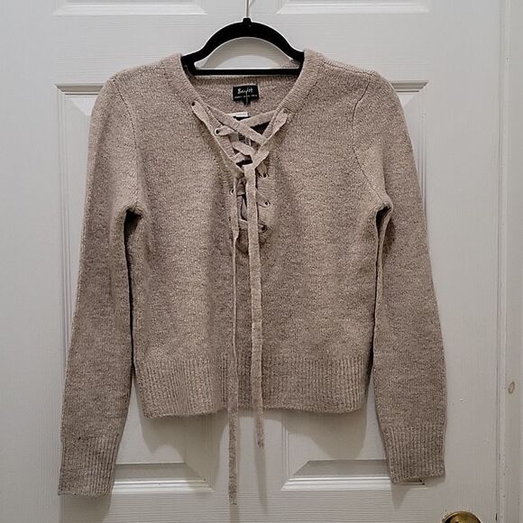 Bardot Cropped Lace up Sweater SZ 4 / XS - Picture 2 of 8